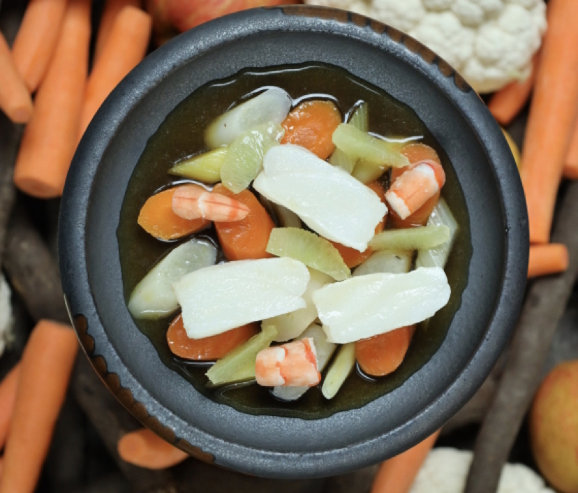 You are currently viewing Lottes de l’île de Groix, consommé de crevette, légumes et citron vert