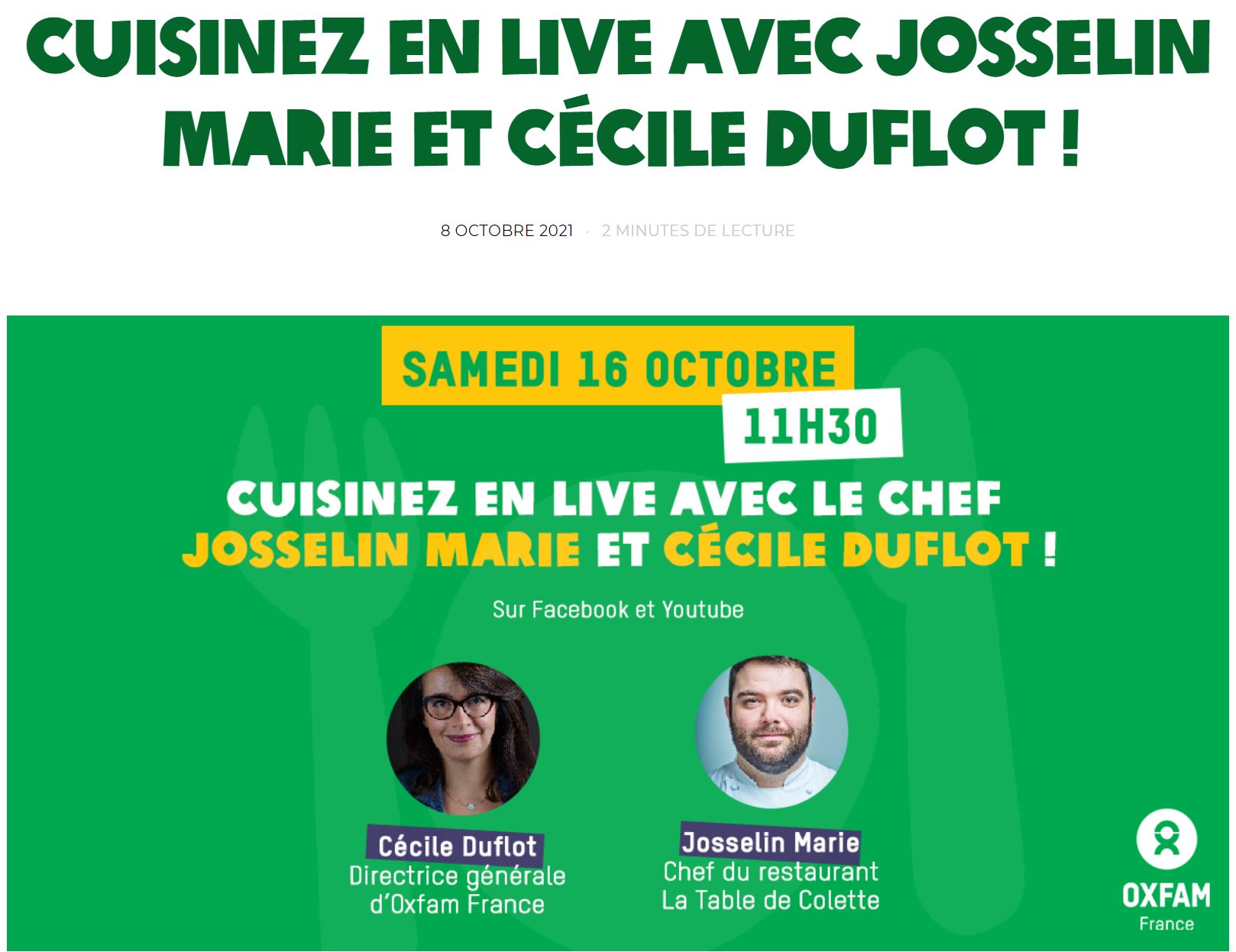 You are currently viewing Cécile Duflot cuisine avec Josselin Marie